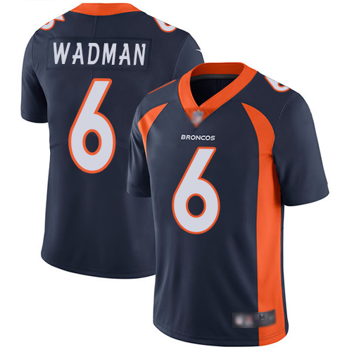 Men Denver Broncos #6 Colby Wadman Navy Blue Alternate Vapor Untouchable Limited Player Football NFL Jersey